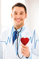 Image showing doctor listening to heart beat