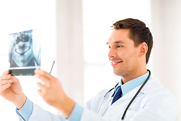 Image showing male doctor or dentist with x-ray