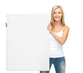 Image showing woman with white blank board