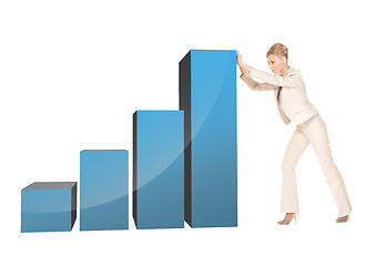 Image showing businesswoman moving big 3d chart