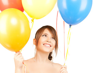 Image showing happy girl with colorful balloons