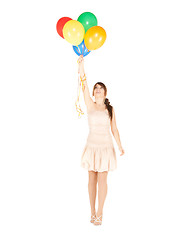 Image showing happy girl with colorful balloons