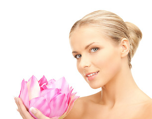 Image showing lovely woman with lotos flower