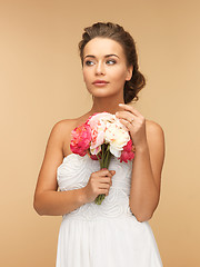 Image showing woman with bouquet of flowers