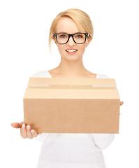 Image showing woman with cardboard box