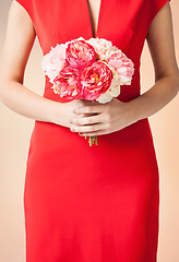 Image showing woman hands with bouquet of flowers