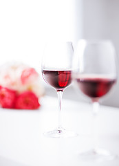 Image showing wine glasses on the table in restaurant