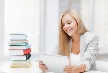 Image showing student with books and tablet pc