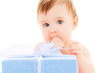 Image showing happy child with gift box