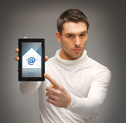 Image showing man pointing at tablet pc with email icon