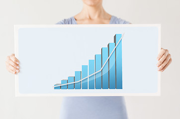 Image showing woman holding board with 3d graph