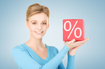 Image showing woman with big percent box