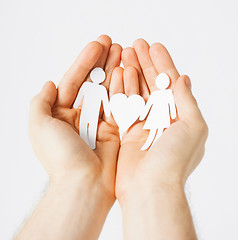 Image showing man hands with paper men