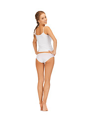 Image showing beautiful woman in white cotton underwear