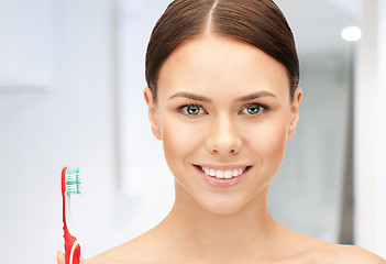 Image showing beautiful woman with toothbrush