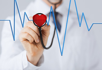 Image showing doctor listening to heart beat