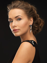 Image showing woman with diamond earrings