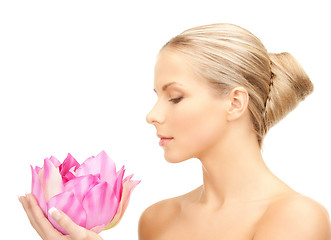 Image showing lovely woman with lotos flower