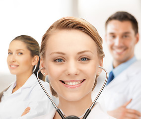 Image showing attractive female doctor with stethoscope