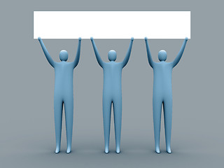 Image showing 3d people holding an empty template for you to use as you like.