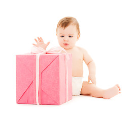 Image showing happy child with gift box