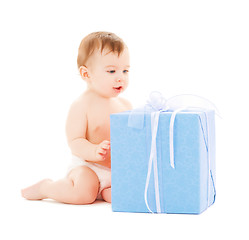 Image showing happy child with gift box