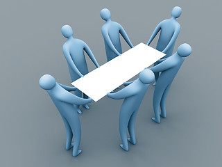 Image showing 3d people holding an empty template for you to use as you like.