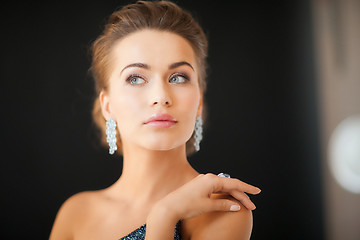 Image showing woman with diamond earrings