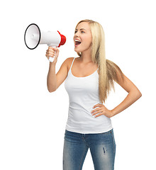 Image showing woman with megaphone