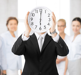 Image showing man with wall clock