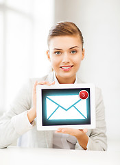 Image showing businesswoman with tablet pc in office