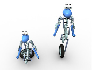 Image showing 3d cartoon robot in 2 positions.