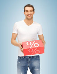 Image showing man with big percent box