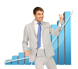 Image showing successful businessman with 3d chart