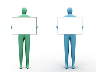 Image showing 3d people holding empty templates for you to use as you like.