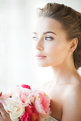 Image showing bride with bouquet of flowers