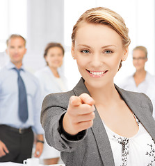 Image showing businesswoman pointing her finger