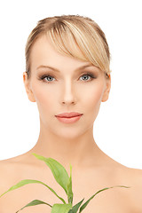 Image showing woman with green sprout