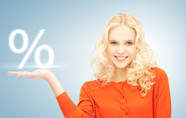 Image showing girl showing sign of percent in her hand