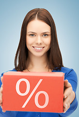 Image showing woman with big percent box