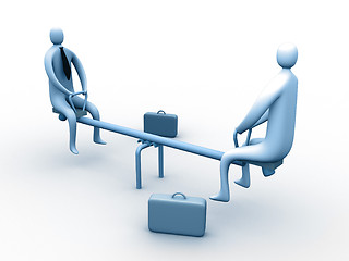 Image showing 3d business people on a seesaw.