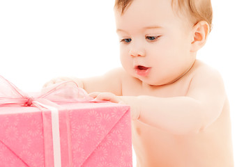 Image showing happy child with gift box