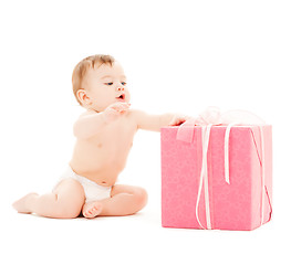 Image showing happy child with gift box