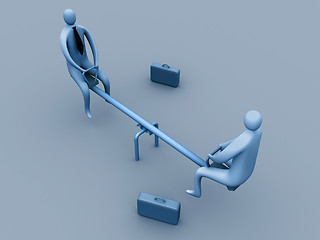 Image showing 3d business people on a seesaw.