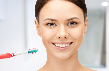 Image showing beautiful woman with toothbrush