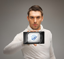 Image showing man holding tablet pc with email icon