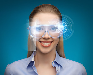 Image showing businesswoman with digital glasses