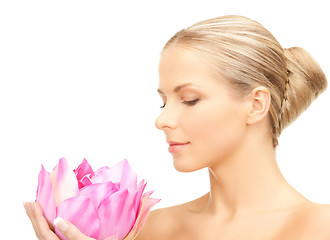 Image showing lovely woman with lotos flower