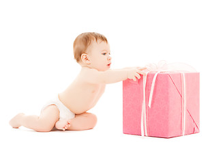 Image showing happy child with gift box