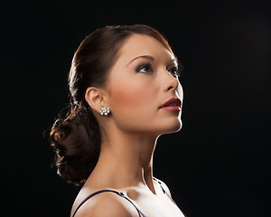 Image showing woman with diamond earrings